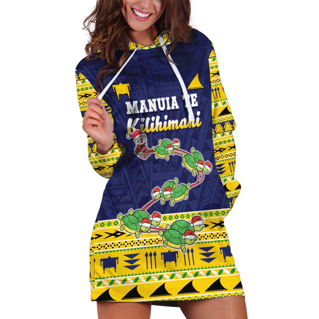 Tokelau Christmas Hoodie Dress Tokelauan Turtle Santa Sleigh