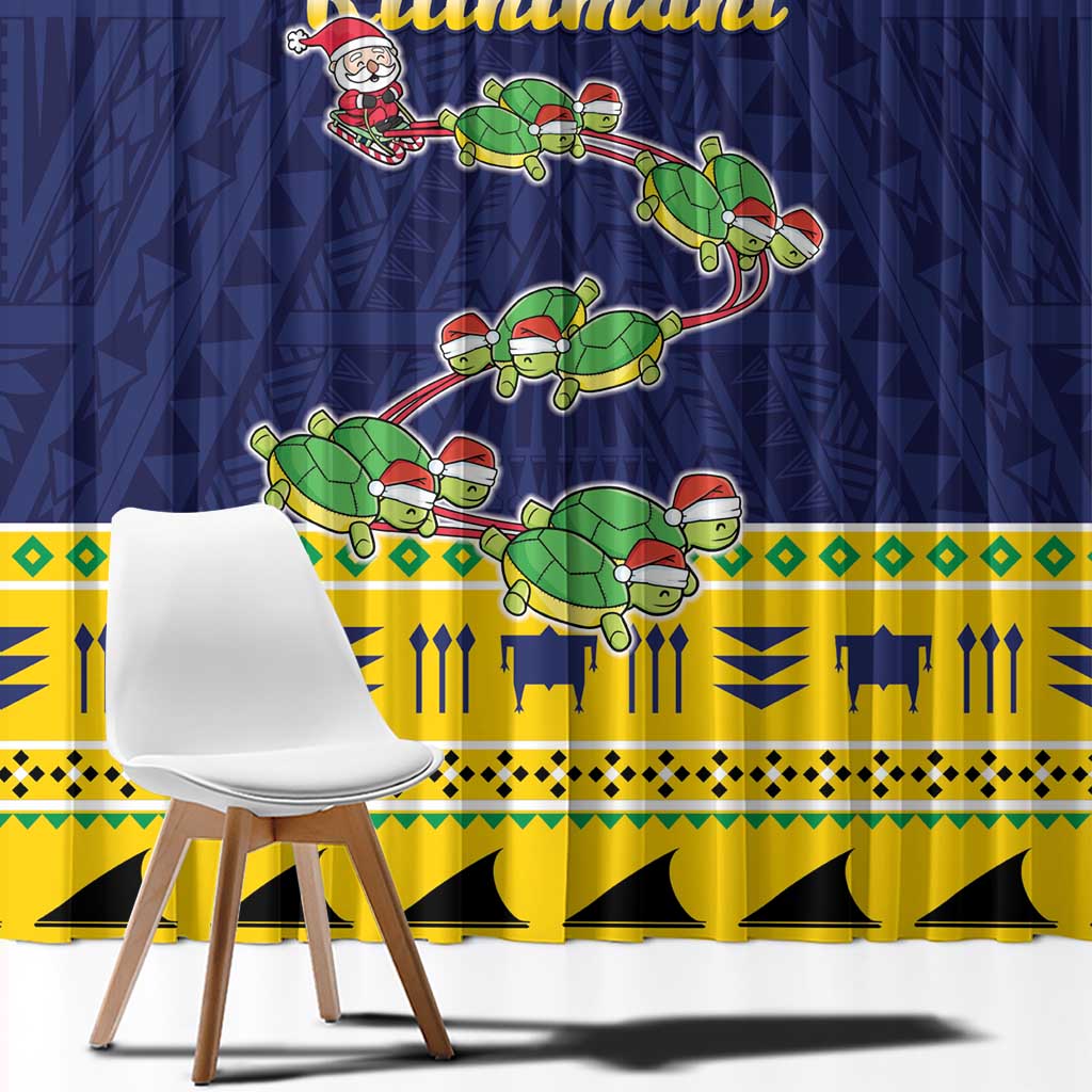 Tokelau Christmas Window Curtain Tokelauan Turtle Santa Sleigh