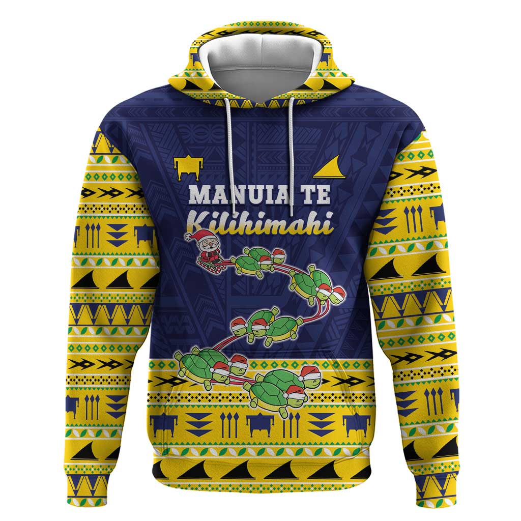 Tokelau Christmas Zip Hoodie Tokelauan Turtle Santa Sleigh