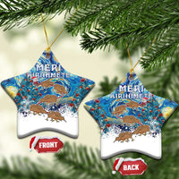 New Zealand Christmas Ceramic Ornament Kiwis Santa Sleigh Starry Night Style