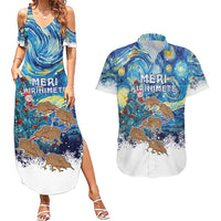 New Zealand Christmas Couples Matching Summer Maxi Dress and Hawaiian Shirt Kiwis Santa Sleigh Starry Night Style LT05 Blue - Polynesian Pride
