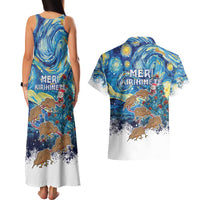 New Zealand Christmas Couples Matching Tank Maxi Dress and Hawaiian Shirt Kiwis Santa Sleigh Starry Night Style LT05 - Polynesian Pride