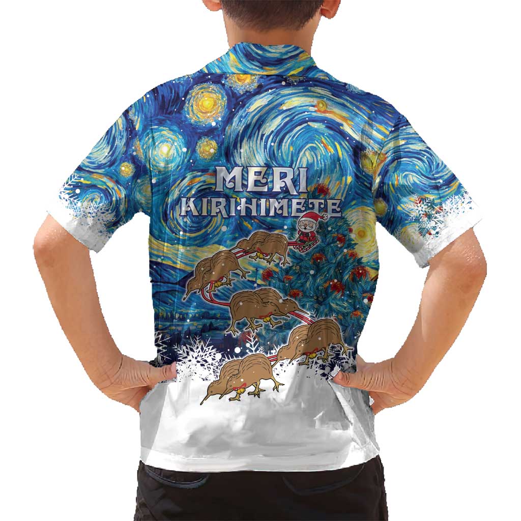 New Zealand Christmas Family Matching Puletasi and Hawaiian Shirt Kiwis Santa Sleigh Starry Night Style LT05 - Polynesian Pride