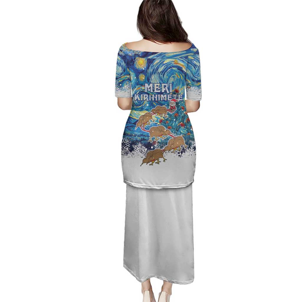 New Zealand Christmas Family Matching Puletasi and Hawaiian Shirt Kiwis Santa Sleigh Starry Night Style LT05 - Polynesian Pride