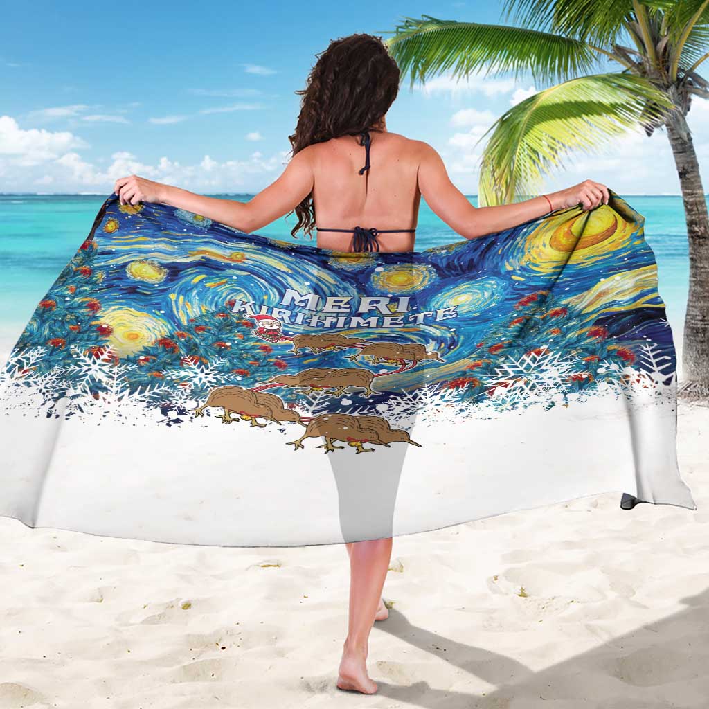 New Zealand Christmas Sarong Kiwis Santa Sleigh Starry Night Style