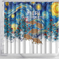 New Zealand Christmas Shower Curtain Kiwis Santa Sleigh Starry Night Style