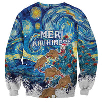 New Zealand Christmas Sweatshirt Kiwis Santa Sleigh Starry Night Style