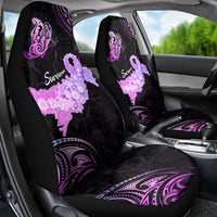 Pancreatic Cancer Awareness Car Seat Cover Keep Calm And Fight On Polynesian Pattern LT05 - Polynesian Pride
