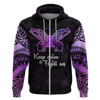 Pancreatic Cancer Awareness Hoodie Keep Calm And Fight On Polynesian Pattern LT05 - Polynesian Pride
