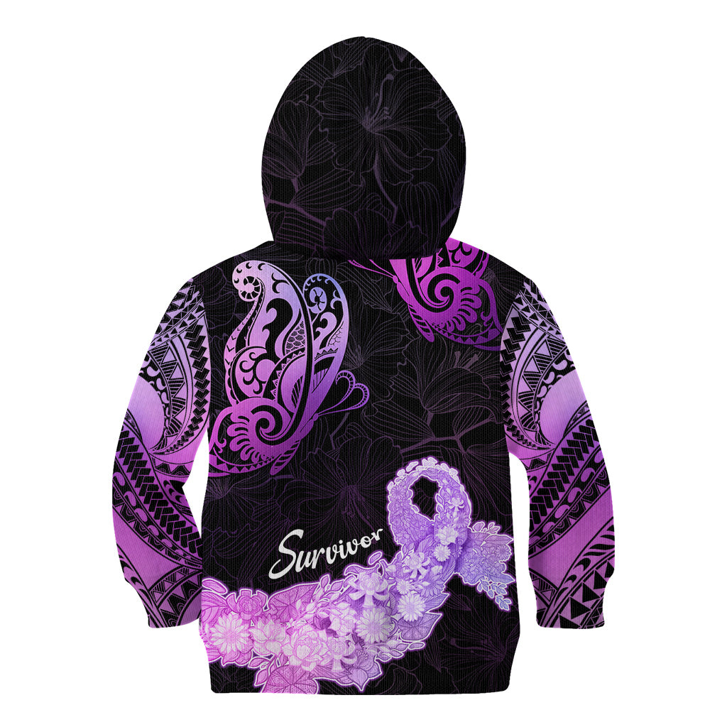 Pancreatic Cancer Awareness Kid Hoodie Keep Calm And Fight On Polynesian Pattern LT05 - Polynesian Pride