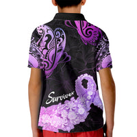 Pancreatic Cancer Awareness Kid Polo Shirt Keep Calm And Fight On Polynesian Pattern LT05 - Polynesian Pride