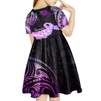 Pancreatic Cancer Awareness Kid Short Sleeve Dress Keep Calm And Fight On Polynesian Pattern LT05 - Polynesian Pride
