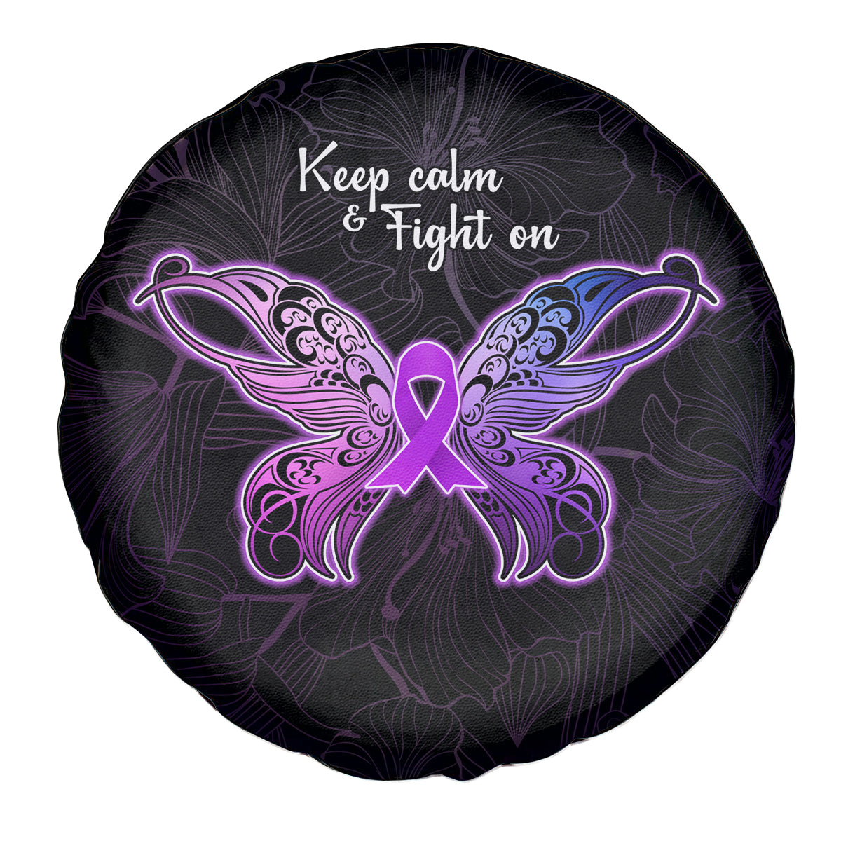 Pancreatic Cancer Awareness Spare Tire Cover Keep Calm And Fight On Polynesian Pattern LT05 - Polynesian Pride
