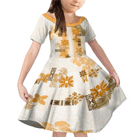 Hawaiian Quilt Family Matching Mermaid Dress and Hawaiian Shirt Vintage Pattern Brown LT05 Daughter's Dress Brown - Polynesian Pride