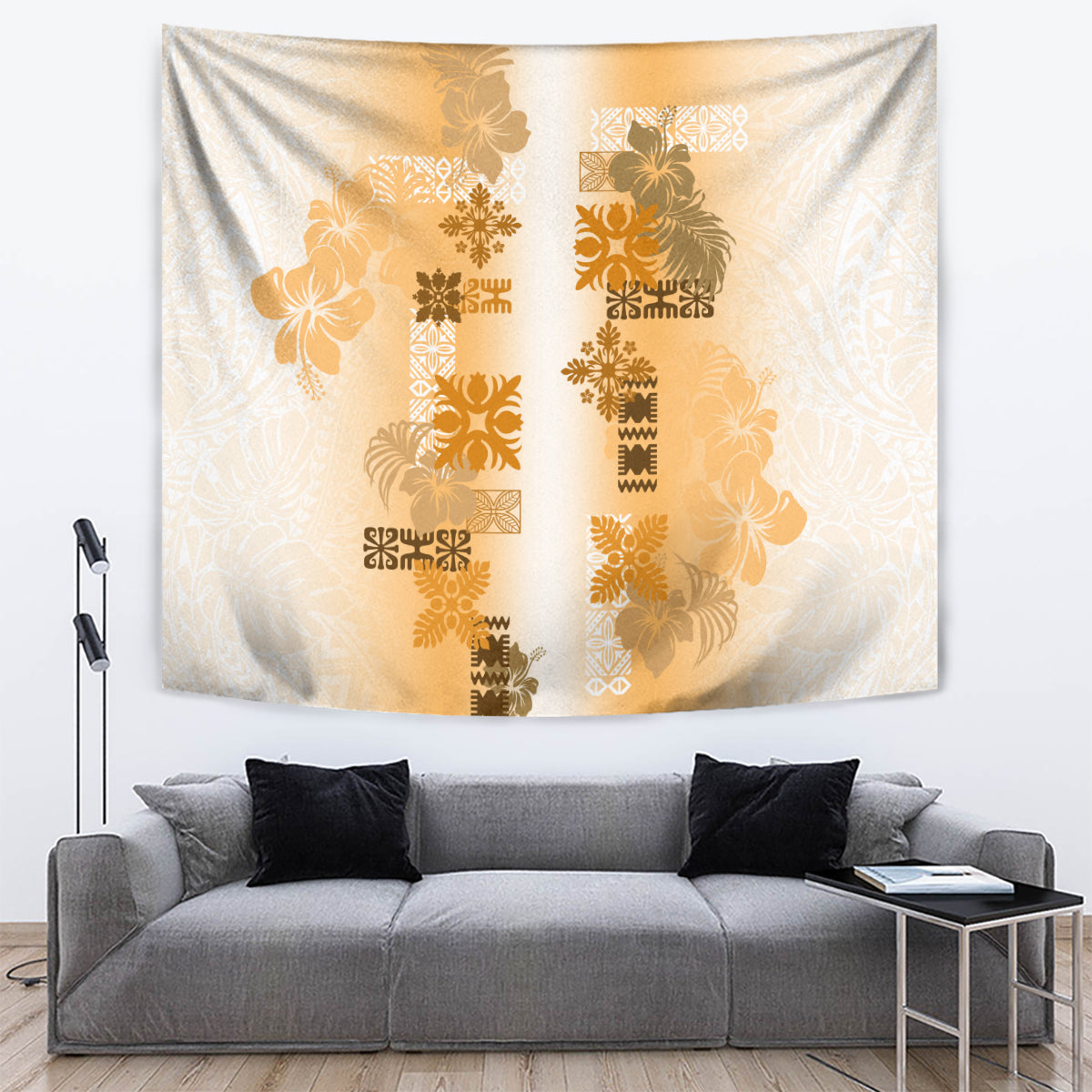 Hawaiian Quilt Tapestry Vintage Pattern Brown LT05 - Polynesian Pride