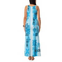 Hawaiian Quilt Family Matching Tank Maxi Dress and Hawaiian Shirt Vintage Pattern Blue LT05 - Polynesian Pride