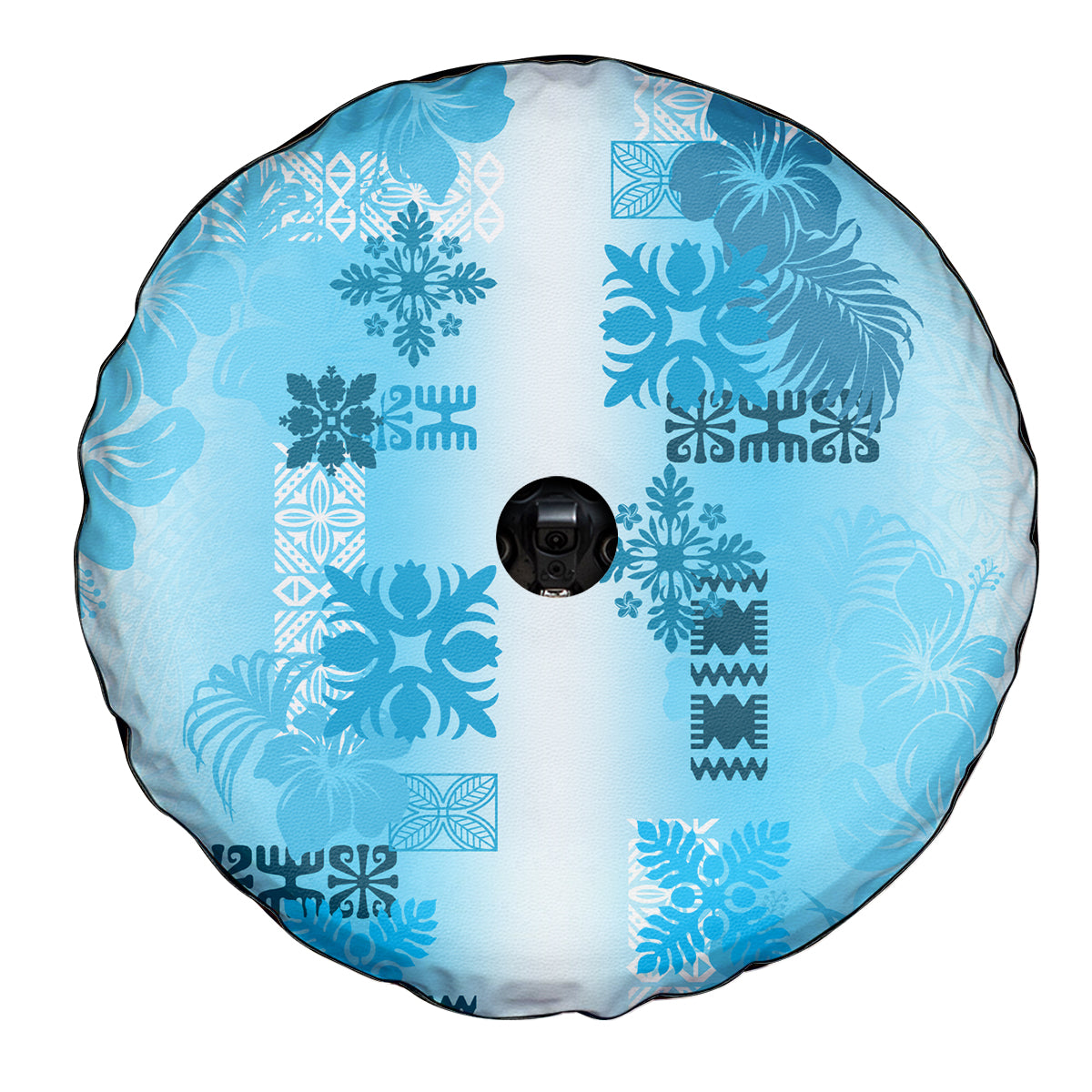 Hawaiian Quilt Spare Tire Cover Vintage Pattern Blue LT05 - Polynesian Pride