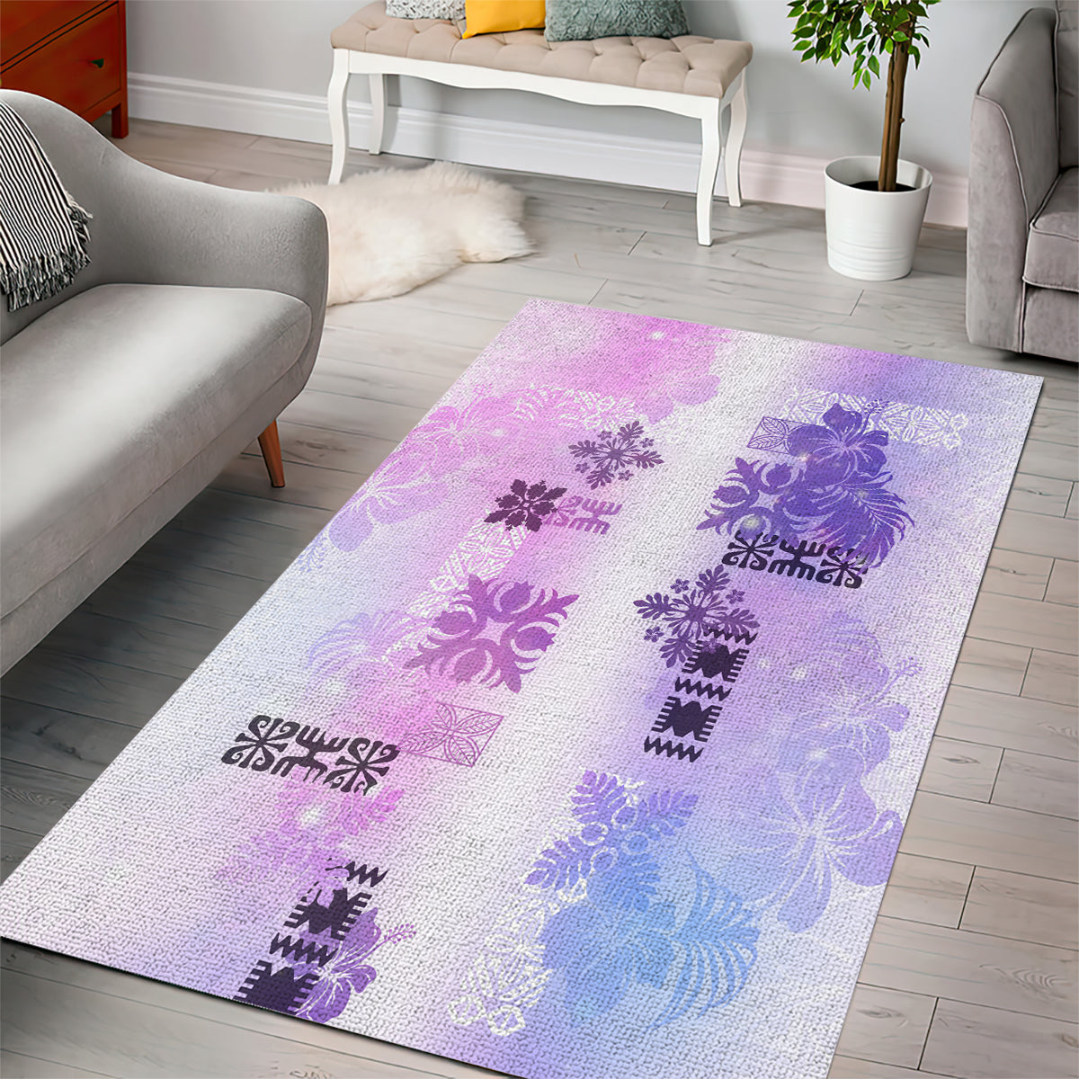 Hawaiian Quilt Area Rug Vintage Pattern Galaxy LT05 - Polynesian Pride