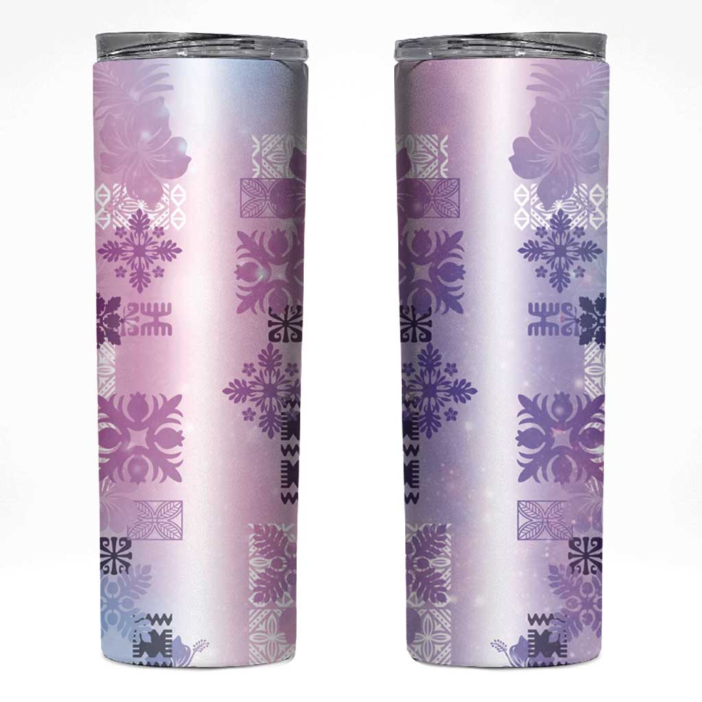 Hawaiian Quilt Skinny Tumbler Vintage Pattern Galaxy