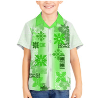 Hawaiian Quilt Family Matching Mermaid Dress and Hawaiian Shirt Vintage Pattern Green LT05 Son's Shirt Green - Polynesian Pride