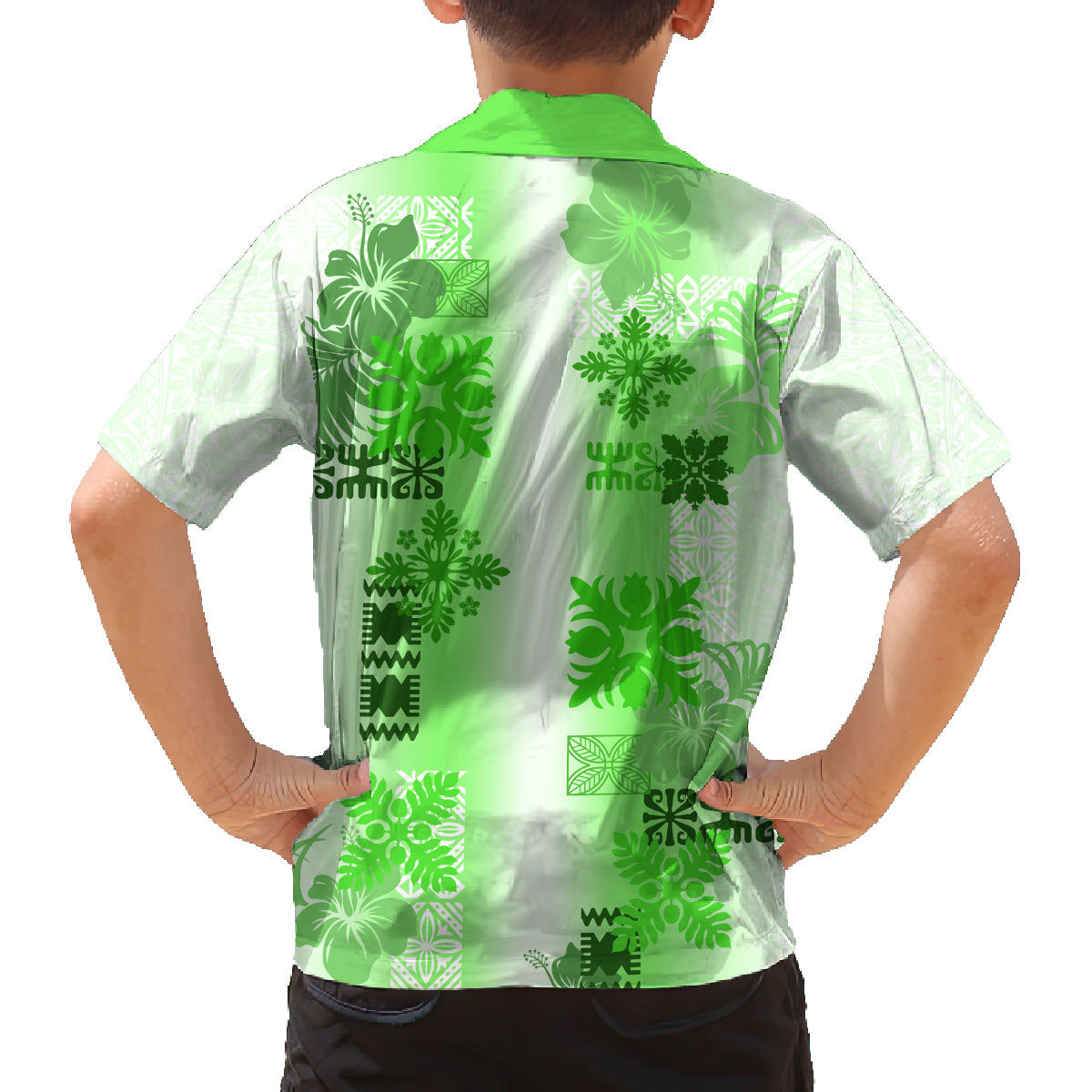 Hawaiian Quilt Family Matching Summer Maxi Dress and Hawaiian Shirt Vintage Pattern Green LT05 - Polynesian Pride