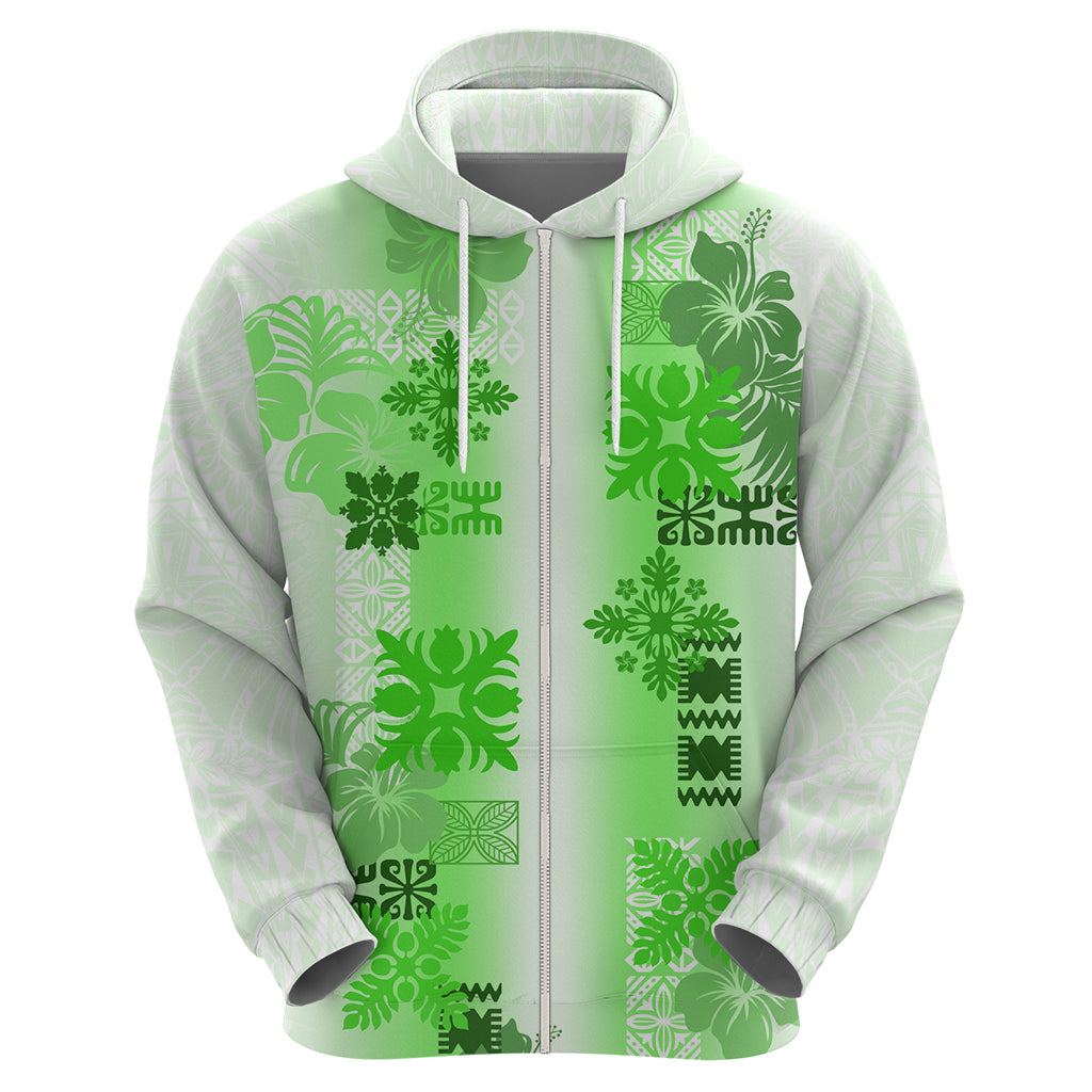 Hawaiian Quilt Hoodie Vintage Pattern Green LT05 - Polynesian Pride