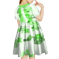 Hawaiian Quilt Kid Short Sleeve Dress Vintage Pattern Green LT05 - Polynesian Pride