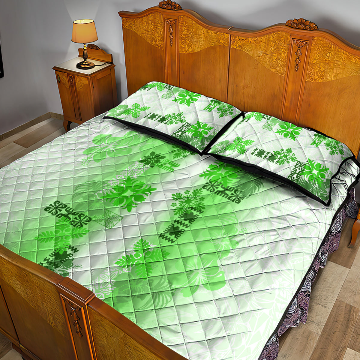 Hawaiian Quilt Quilt Bed Set Vintage Pattern Green LT05 - Polynesian Pride