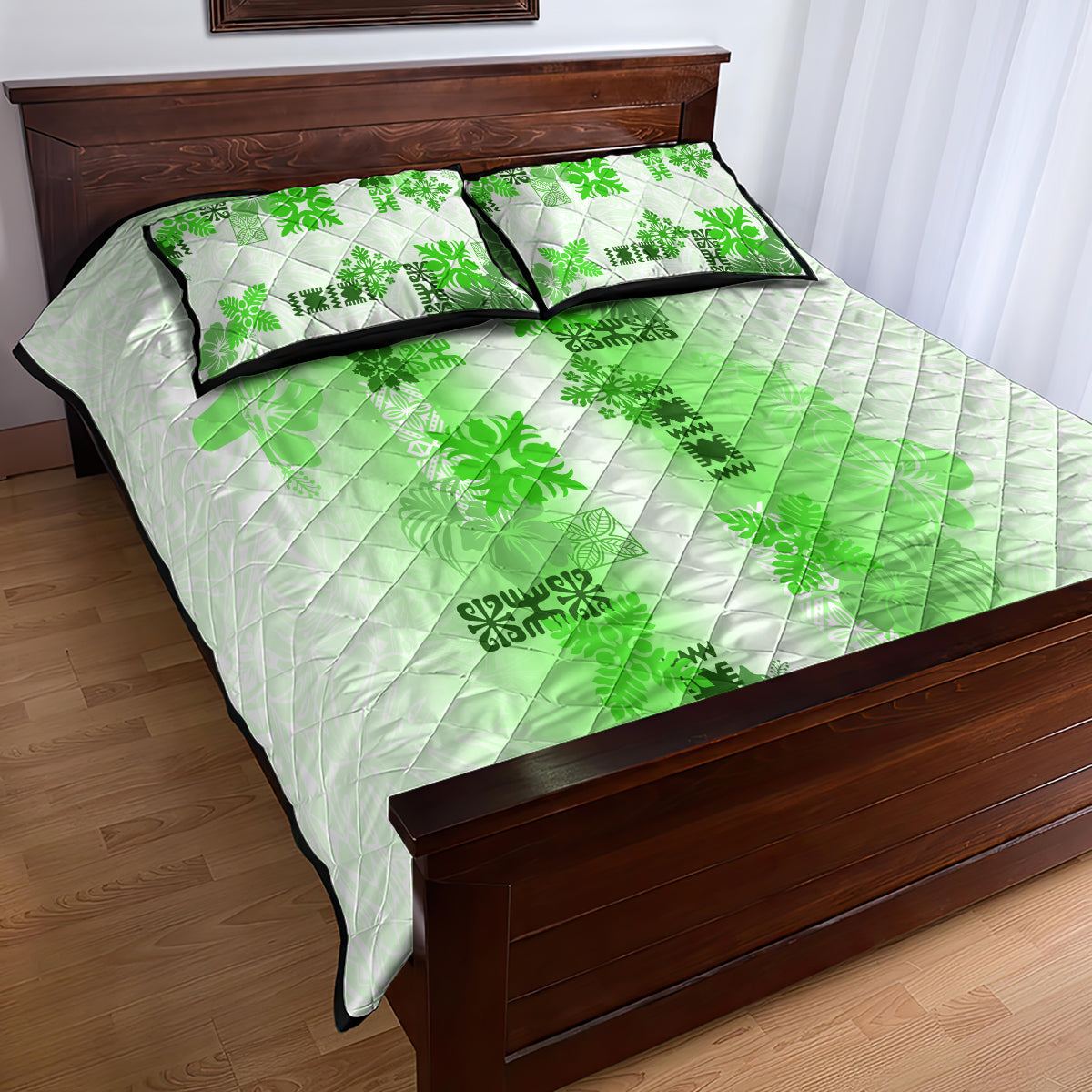 Hawaiian Quilt Quilt Bed Set Vintage Pattern Green LT05 - Polynesian Pride