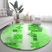 Hawaiian Quilt Round Carpet Vintage Pattern Green LT05 - Polynesian Pride