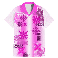 Hawaiian Quilt Family Matching Mermaid Dress and Hawaiian Shirt Vintage Pattern Pink LT05 Dad's Shirt - Short Sleeve Pink - Polynesian Pride