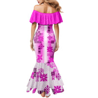 Hawaiian Quilt Family Matching Mermaid Dress and Hawaiian Shirt Vintage Pattern Pink LT05 - Polynesian Pride