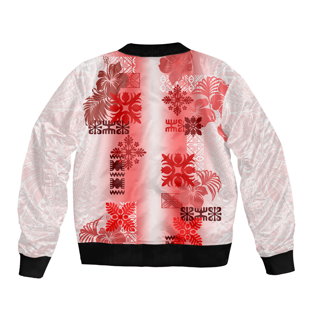 Hawaiian Quilt Bomber Jacket Vintage Pattern Red LT05 - Polynesian Pride