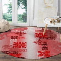 Hawaiian Quilt Round Carpet Vintage Pattern Red LT05 - Polynesian Pride