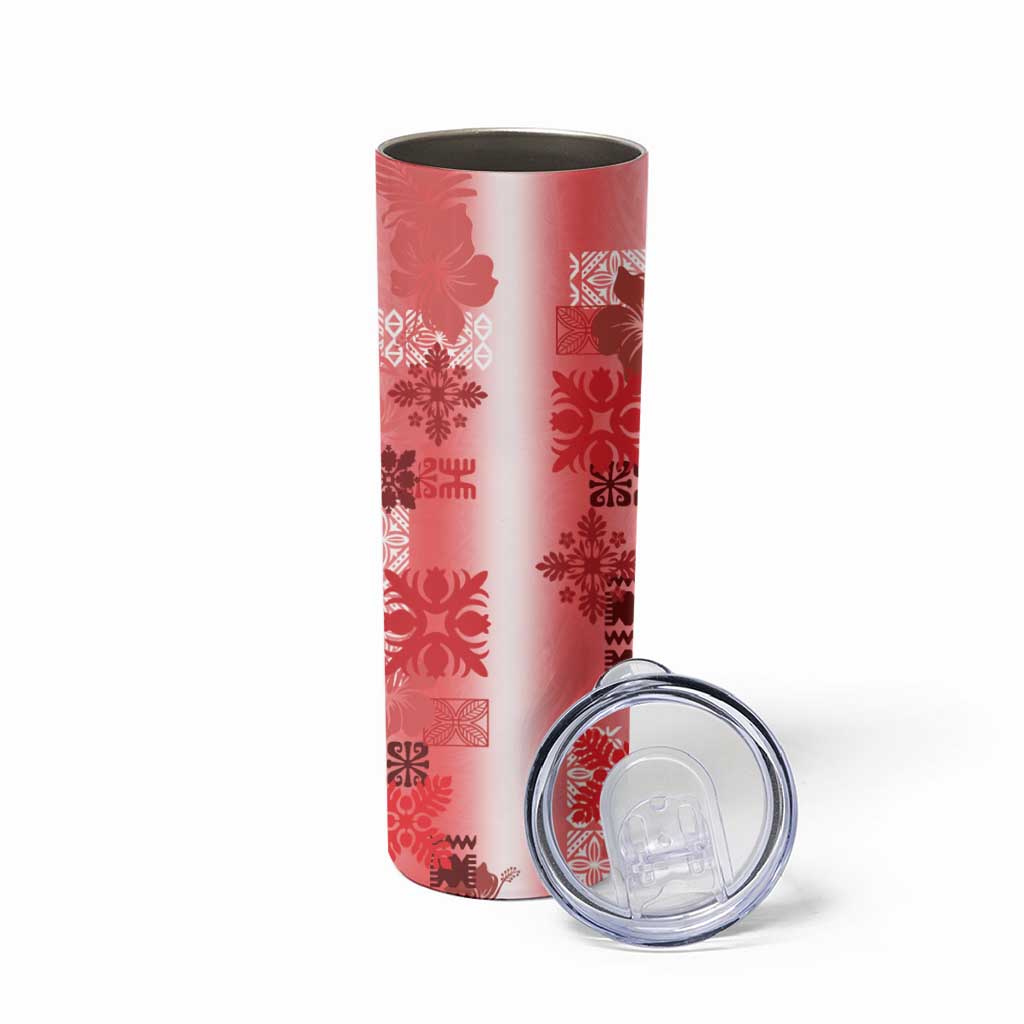 Hawaiian Quilt Skinny Tumbler Vintage Pattern Red