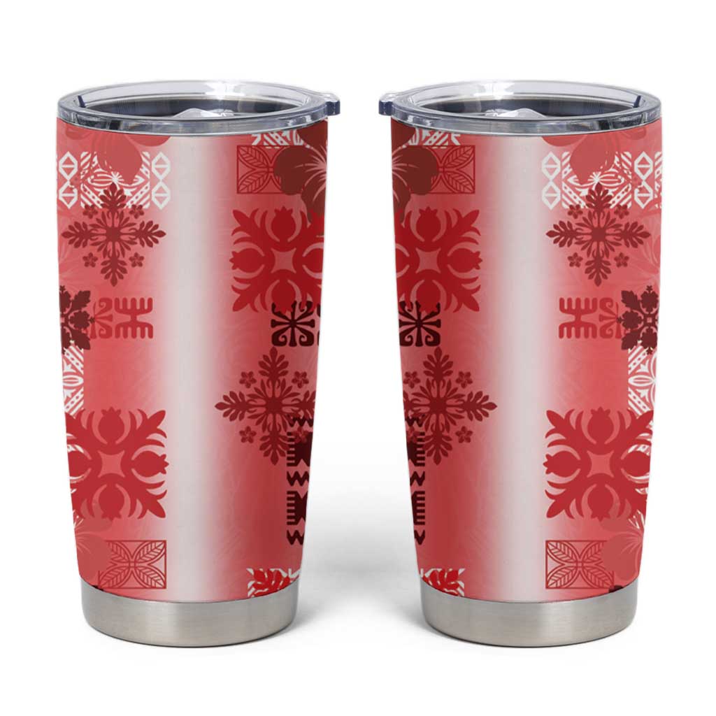 Hawaiian Quilt Tumbler Cup Vintage Pattern Red