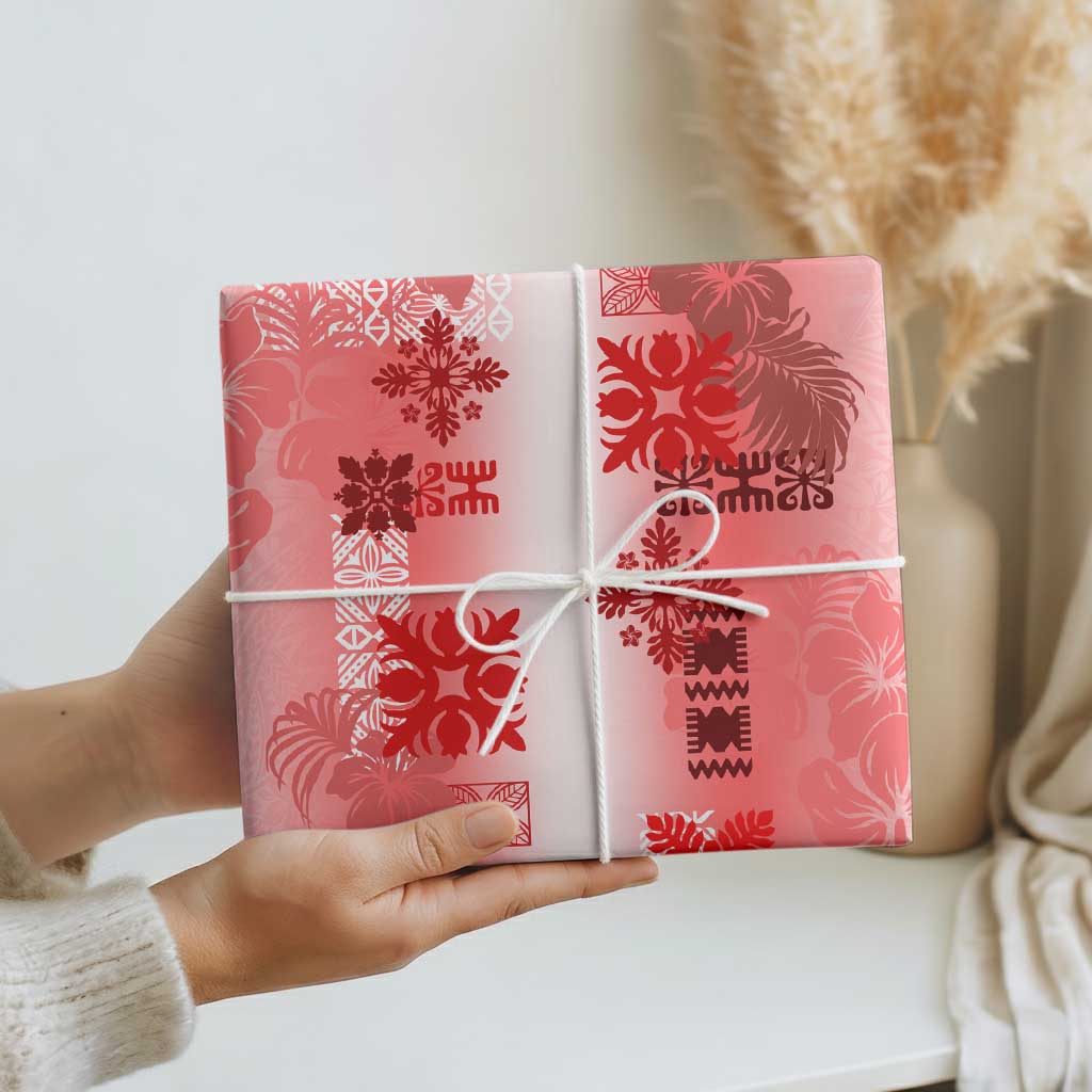Hawaiian Quilt Wrapping Paper Vintage Pattern Red - Polynesian Pride