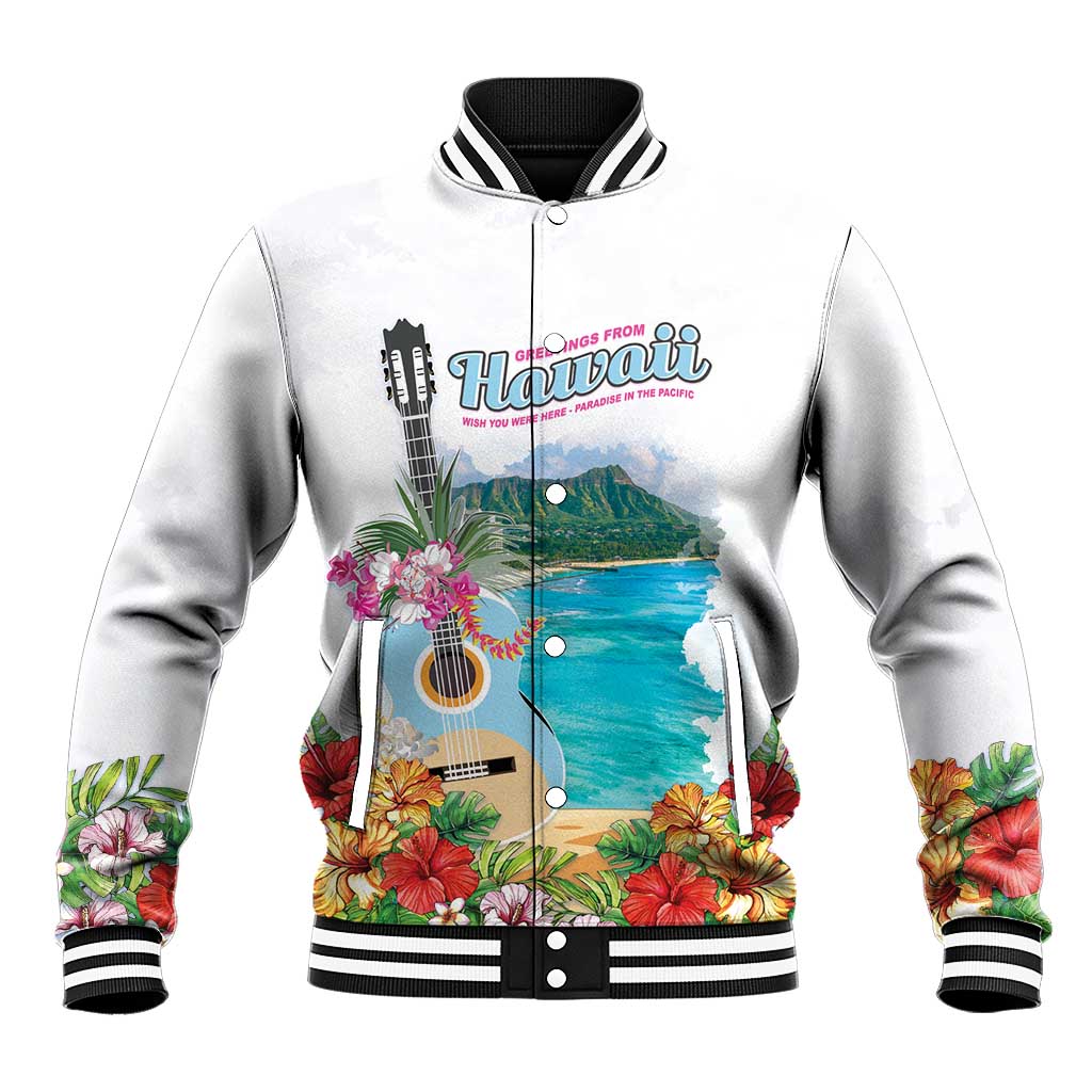 Aloha Hawaii Waikiki Beach Landscape Baseball Jacket