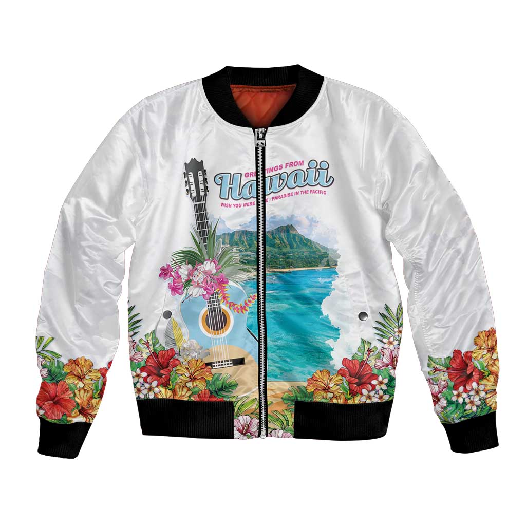 Aloha Hawaii Waikiki Beach Landscape Bomber Jacket