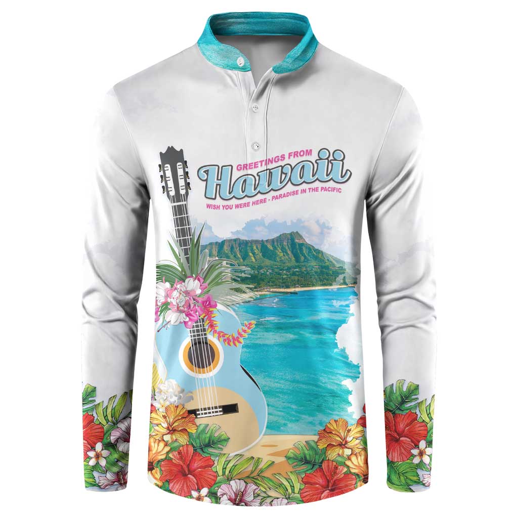 Aloha Hawaii Waikiki Beach Landscape Button Sweatshirt