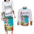 Aloha Hawaii Waikiki Beach Landscape Couples Matching Long Sleeve Bodycon Dress and Long Sleeve Button Shirt