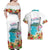 Aloha Hawaii Waikiki Beach Landscape Couples Matching Off Shoulder Maxi Dress and Hawaiian Shirt