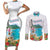 Aloha Hawaii Waikiki Beach Landscape Couples Matching Short Sleeve Bodycon Dress and Long Sleeve Button Shirt