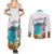 Aloha Hawaii Waikiki Beach Landscape Couples Matching Summer Maxi Dress and Long Sleeve Button Shirt