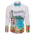 Aloha Hawaii Waikiki Beach Landscape Family Matching Long Sleeve Bodycon Dress and Hawaiian Shirt