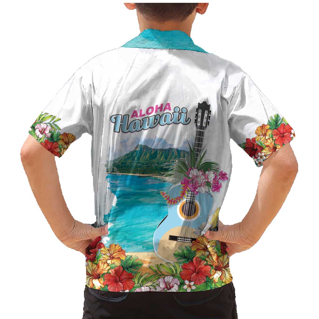 Aloha Hawaii Waikiki Beach Landscape Family Matching Mermaid Dress and Hawaiian Shirt