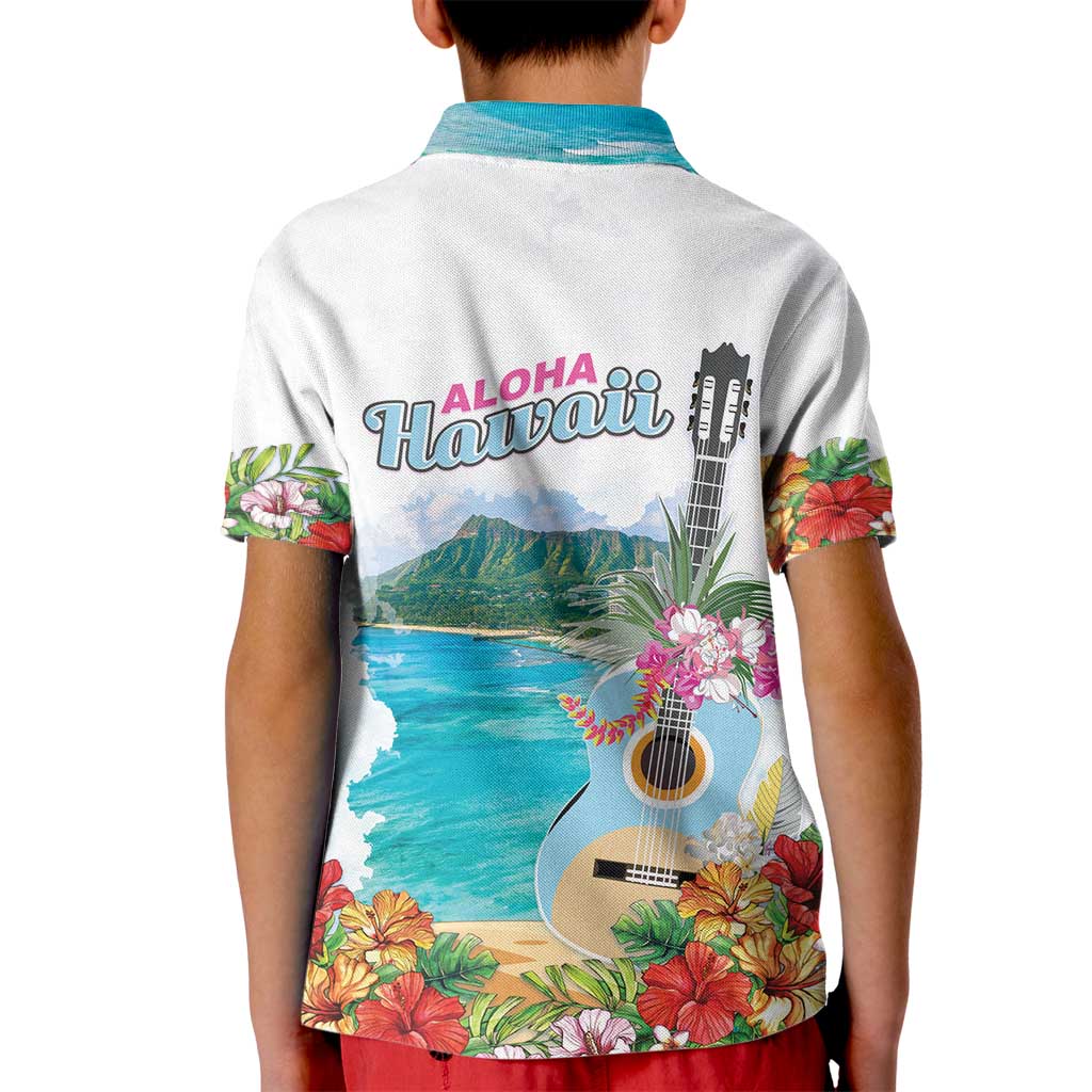 Aloha Hawaii Waikiki Beach Landscape Kid Polo Shirt