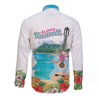 Aloha Hawaii Waikiki Beach Landscape Long Sleeve Button Shirt
