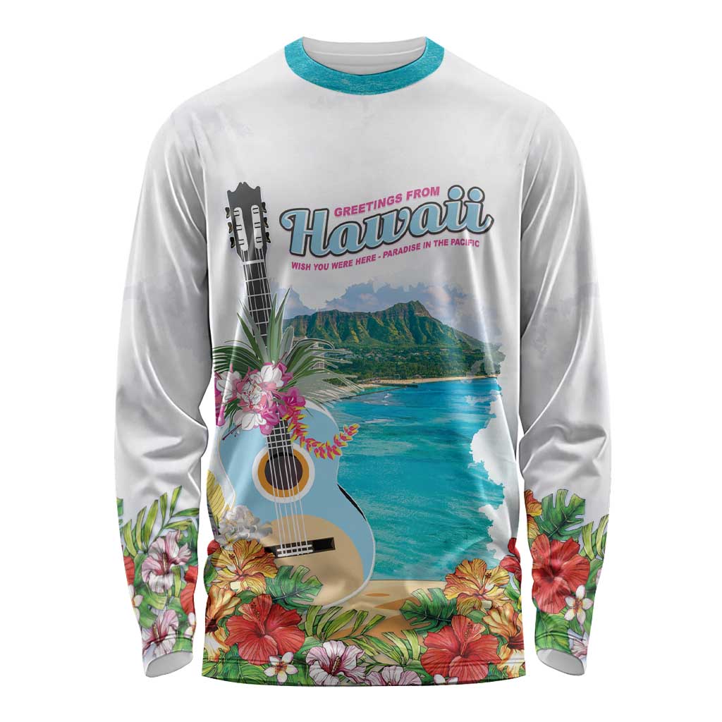 Aloha Hawaii Waikiki Beach Landscape Long Sleeve Shirt