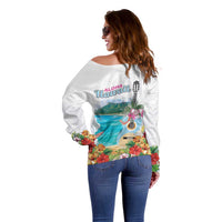 Aloha Hawaii Waikiki Beach Landscape Off Shoulder Sweater